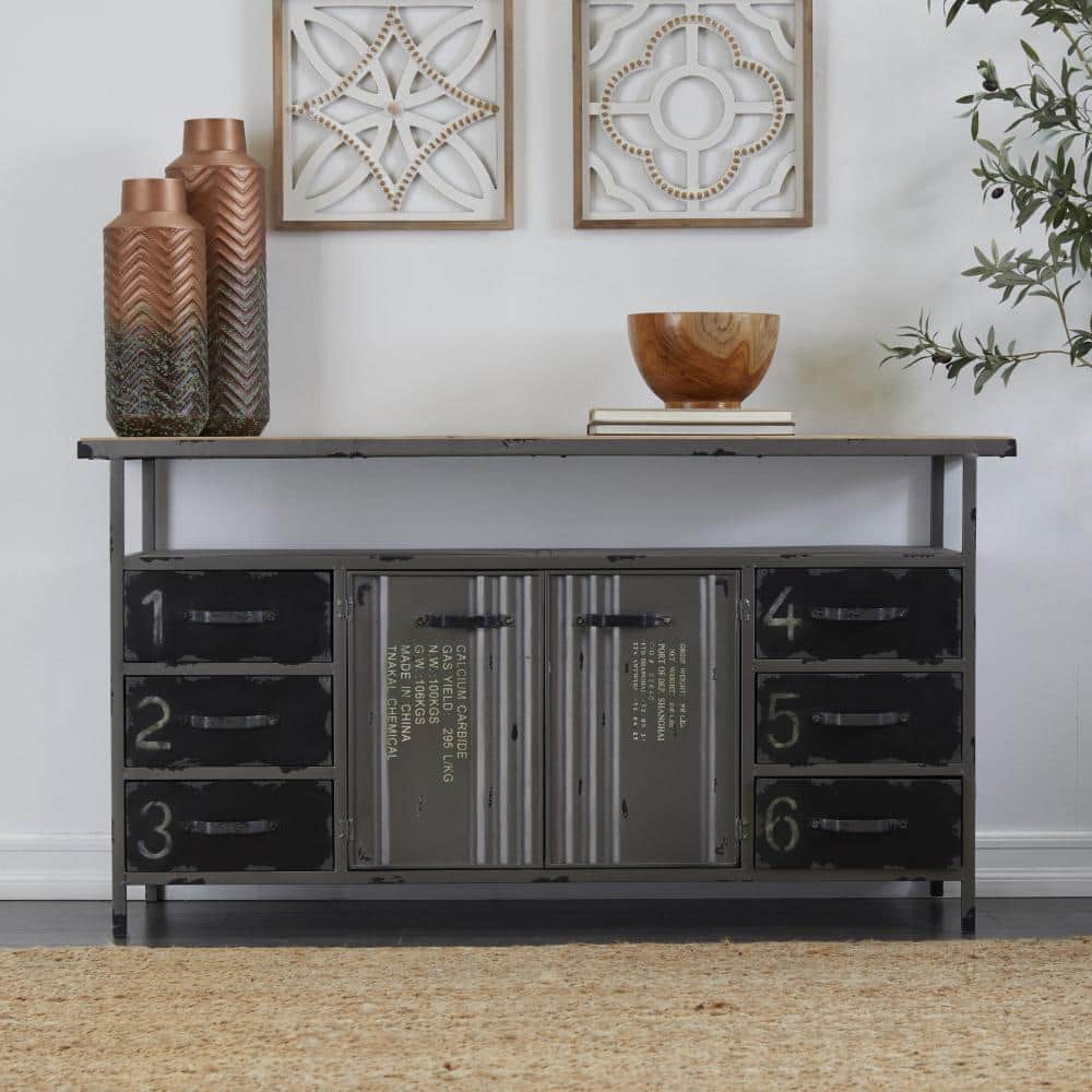 Metal and Wood Sideboard