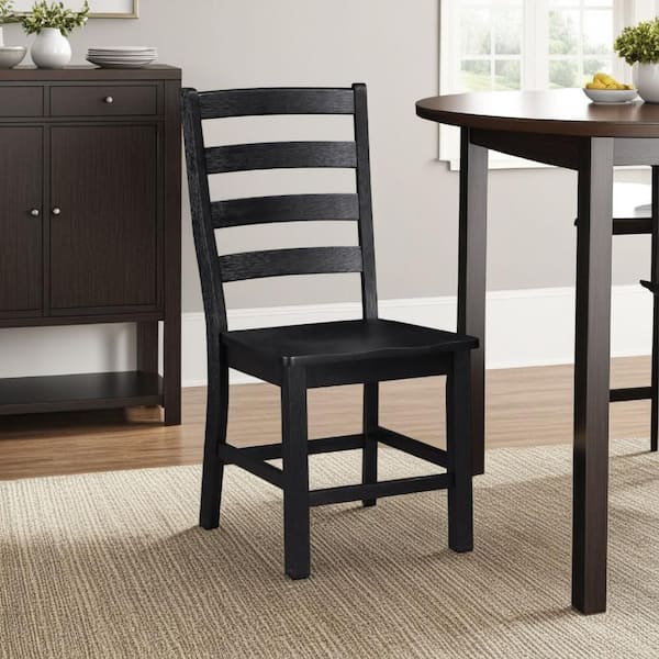 Reddy Farmhouse Black Wood Side Chair Set of 2