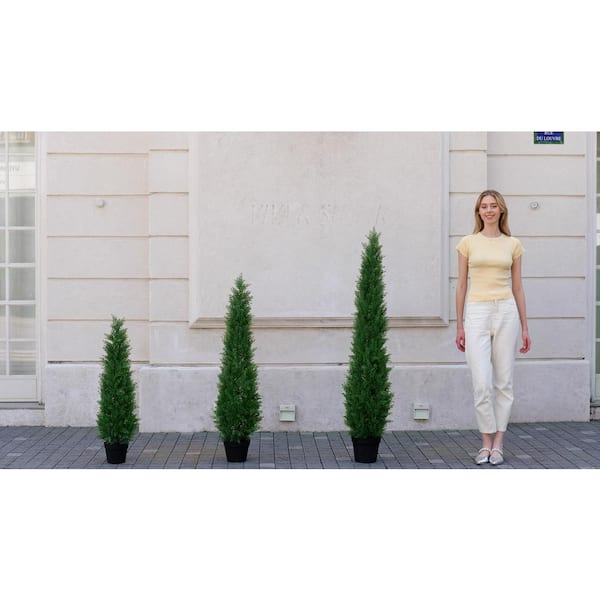 DR.Planzen 4 ft. Artificial Cedar Topiary Trees , Fake Cypress