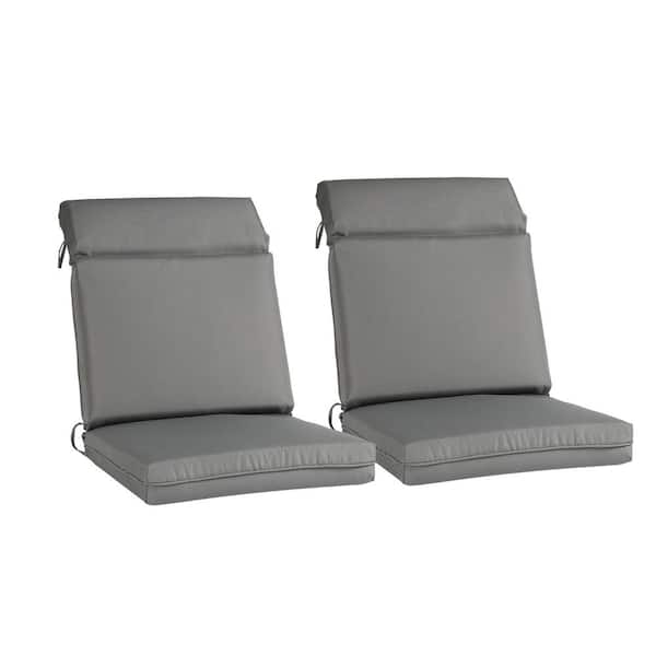 Aoodor 20 in. x 17 in. Outdoor High Back Dining Chair Cushion in Gray (2-Pack)
