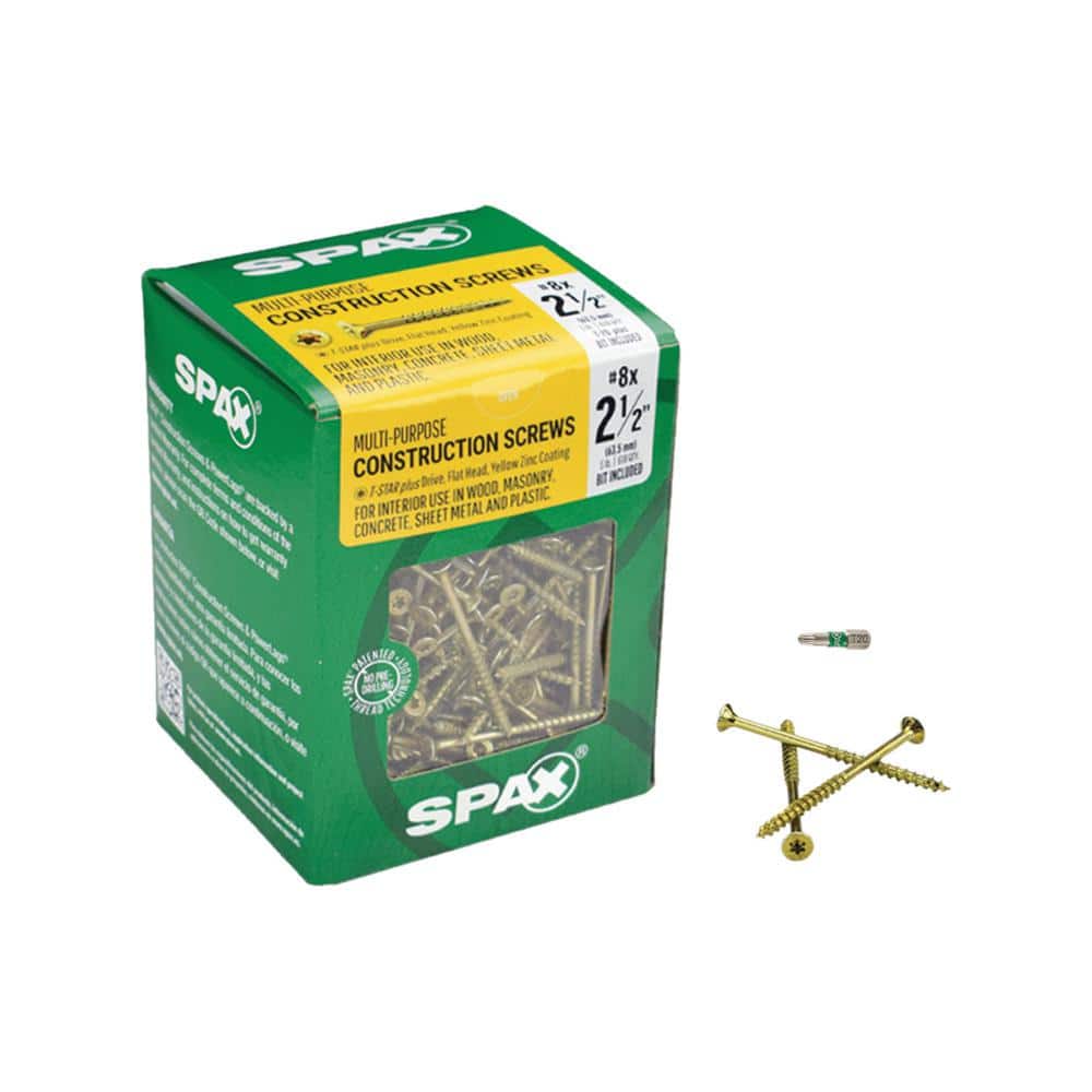 SPAX #8 x 2-1/2 in. T-Star Plus Flat Head Partial Thread Yellow Zinc Screw ( 5 lb. Box) 4191020400607 - The Home Depot