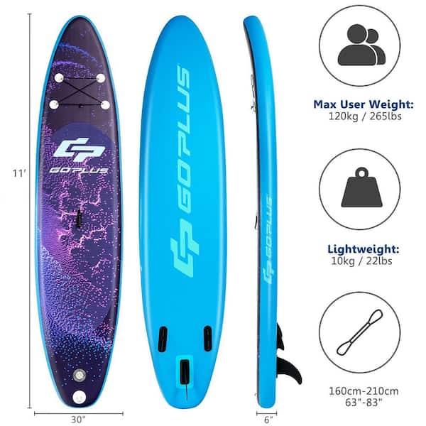 Costway 11 ft. Inflatable Stand Up Paddle Board Surfboard W