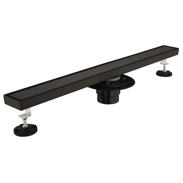 Linear Shower Drain with Removable Quadrato Pattern Grate, 304 Stainless, Included Hair Strainer and Leveling Feet