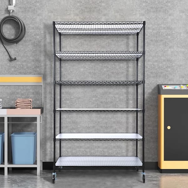 FDW 6 Tier Wire Shelving Unit - 17"L X 12"W X 64"H Adjustable Metal Rack, Chrome, 600 Lb Capacity For Pantry, Kitchen, Garage Storage
