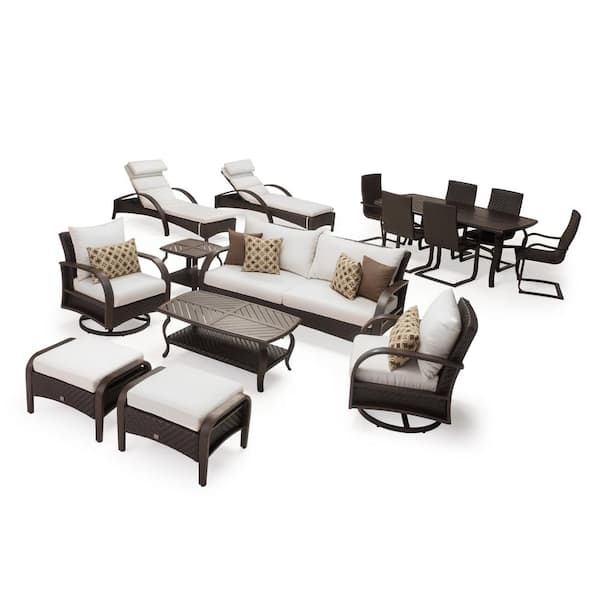 RST BRANDS Barcelo Estate 16-Piece Wicker Patio Conversation Set with Sunbrella Moroccan Cream Cushions
