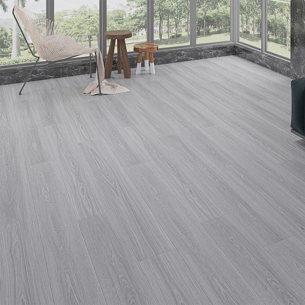 Take Home Sample - Noble Dover Medium Gray 7.6 in. W x 4 in. L Waterproof Laminate Wood Flooring
