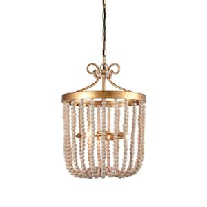 3-Light Gold No Decorative Accents Shaded Circle Chandelier for Dining Room, Foyer with No Bulbs Included