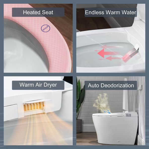 Casta Diva CD-Y070 Smart Tankless Bidet Toilet, Elongated, White, 1.28GPF