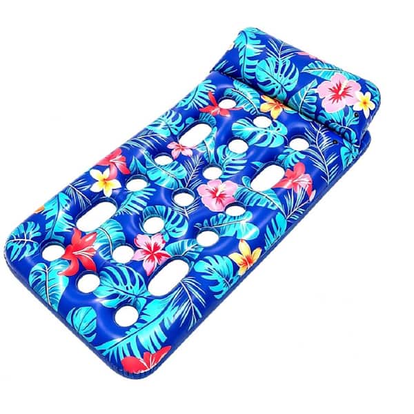 Navy Inflatable Tanning Pool Lounger with Cooling Holes