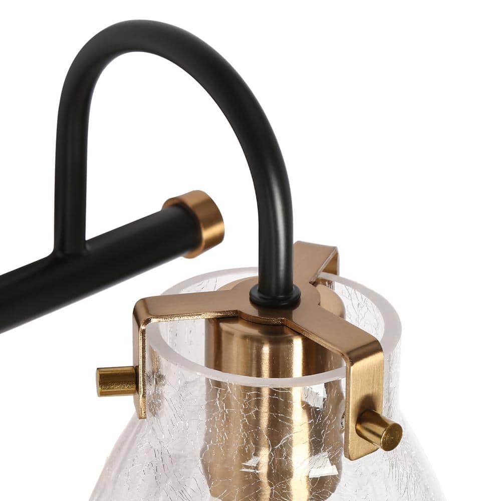 Aidtyrtm 22.4" Matte Black and Gold Crackled Glass Vanity Light