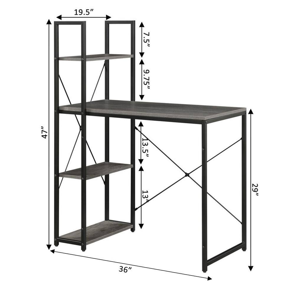 Charcoal Gray 36" Office Workstation Desk with Filing Cabinet