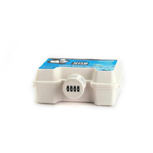 Safer Lock Medicine Box Safe with Combination Lock Cap in White