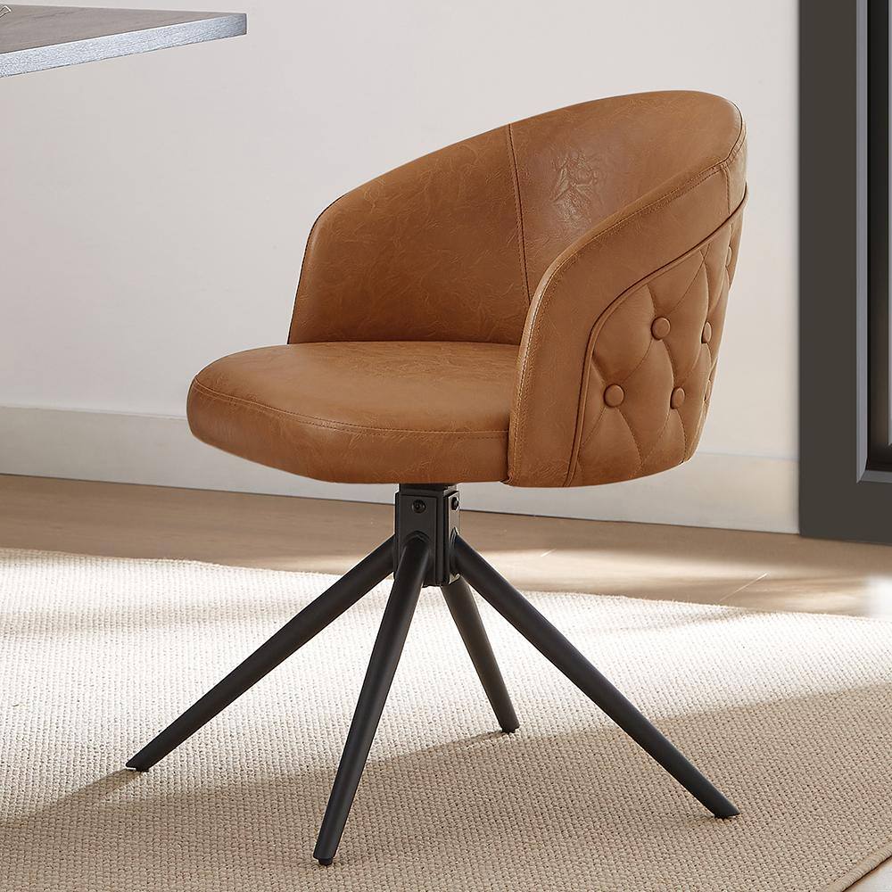 Art Leon APOLLO Brown Round Swivel Accent Chair CC0981BRPU The