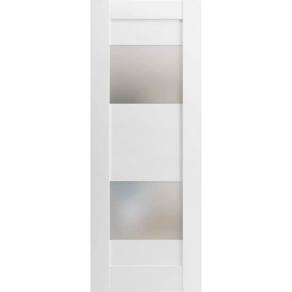 18 in. x 20 in. Solid MDF Frosted Glass White Interior Door Slab