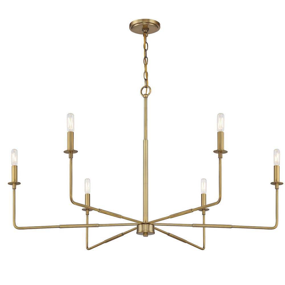 Salerno Warm Brass 6-Light Rustic Charm Chandelier