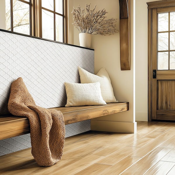 Satori Hudson Mist 12-in x 12-in Glossy Porcelain Subway Mosaic Wall Tile (0.94-sq. ft/ Piece)