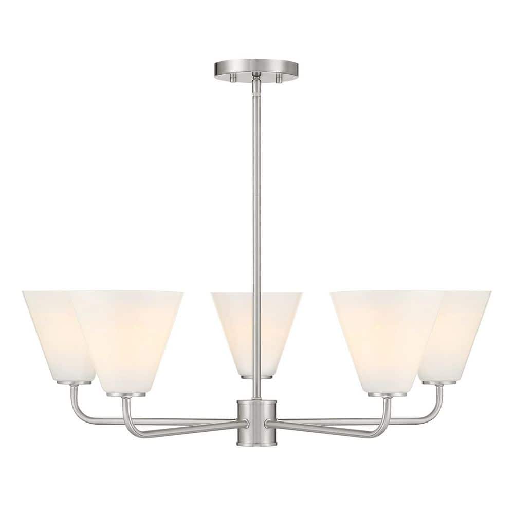 Blair 5-Light Satin Nickel Transitional Chandelier with Strie Glass Shades and Adjustable Arms price history on PriceWatchPro