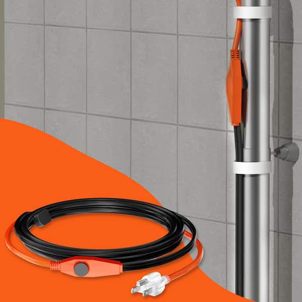Pipe Heating Cable, 6 ft. 7W/ft. Heat Tape for Pipes with Built-In Thermostat, Water Pipe Heat Cable Protects PVC Hose