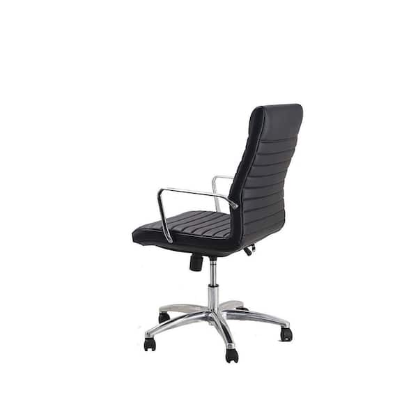 Faux Black Leather Executive Office Chair with Adjustable Height