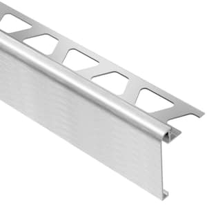 Rondec-Step Brushed Chrome Anodized Aluminum 5/16 in. x 8 ft. 2-1/2 in. Metal Tile Edging Trim