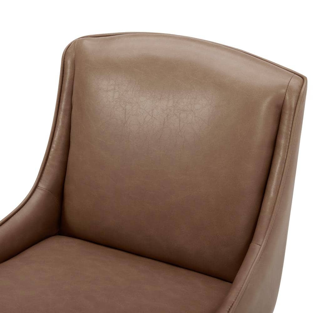 Cognac Brown 26'' Swivel Counter Stools with Nailhead Trim, Set of 2
