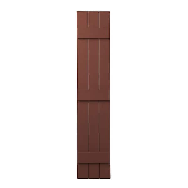 Ply Gem 11 in. x 67 in. Polypropylene Plastic 3-Board Closed Board and Batten Shutters Pair in Red