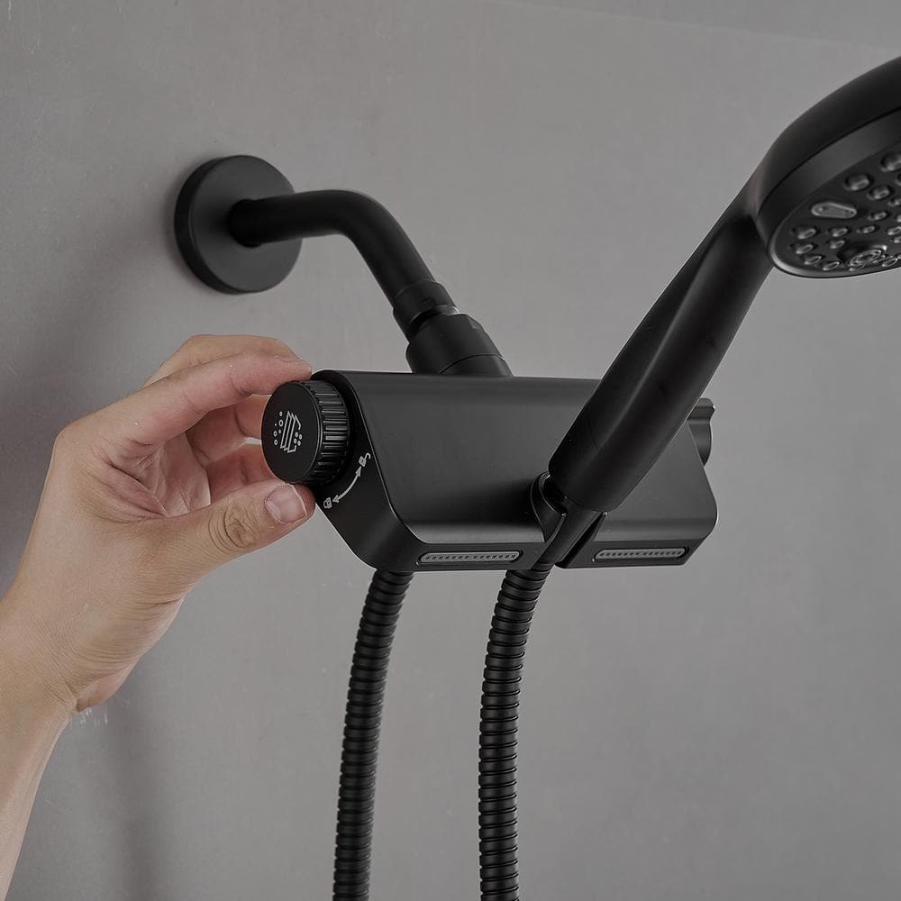 Matte Black Dual Shower Head with Handheld and Stainless Steel Hose