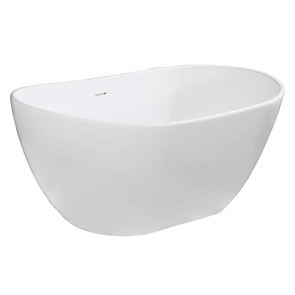 Collete 56.3 in. Solid Surface Flatbottom Freestanding Bathtub in White Collete 56.3 in. Solid Surface Flatbottom Freestanding Bathtub in White