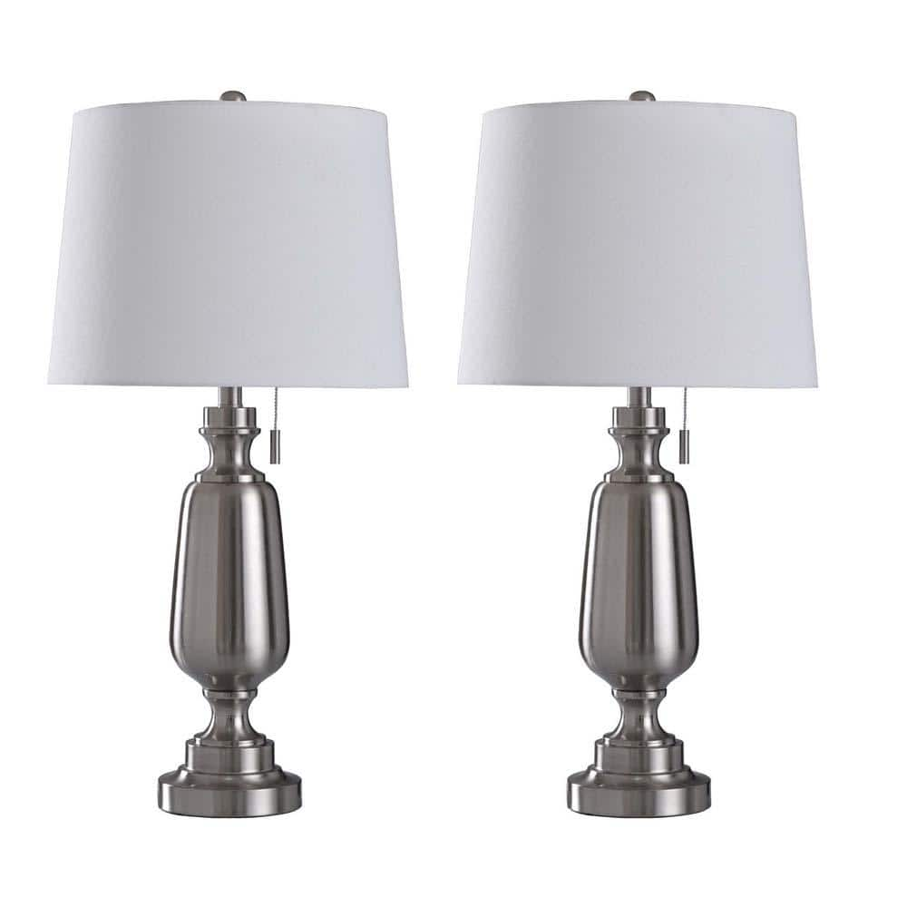 Fangio Lighting Cory Martin 30.5 In. Brushed Steel Table Lamp (2-pack 