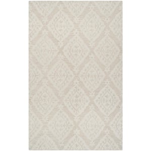 Micro-Loop Beige 9 ft. x 12 ft. Medallion Solid Color Area Rug