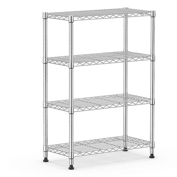 4-Tier Steel Adjustable Wire Garage Storage Shelving Unit in Chrome (29.5 in. W x 47.2 in. H x 13.7 in. D)