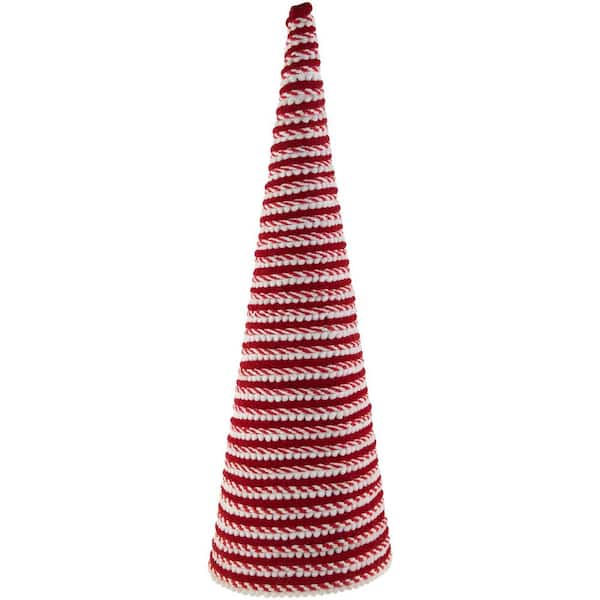 Candy Cane Swirled Christmas Cone Tree-19.5"-White and Red