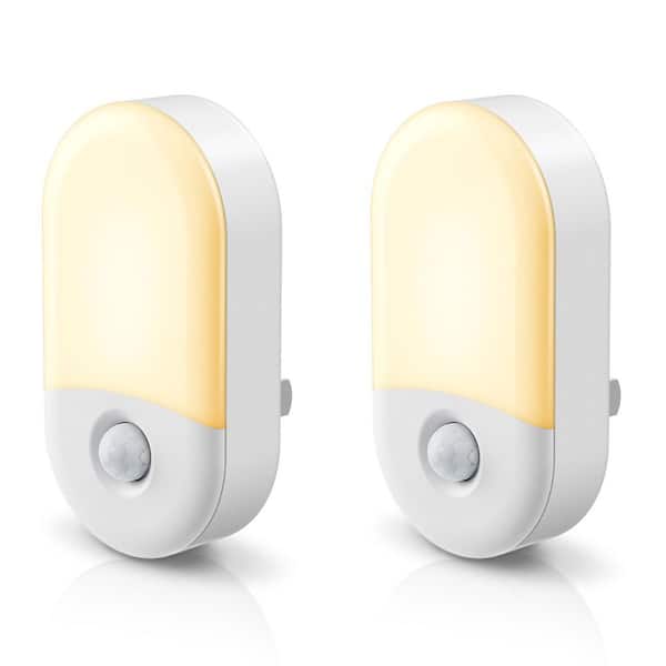 Motion Sensor Night Light Plug-In, 2-Pack, 3000K Warm White, Adjustable Brightness for Bathroom, Bedroom, Hallway