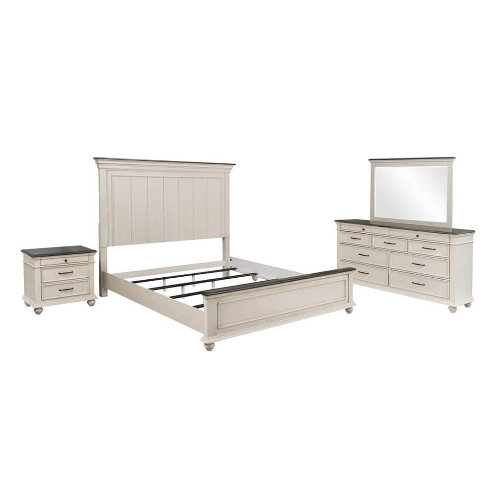 Ellington 4-Piece Antique White Wood King Bedroom Set price history on PriceWatchPro