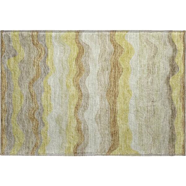 Mayfield Premium Machine Washable Abstract AMF2397 Wheat 3 ft. x 4 ft. Area Rug