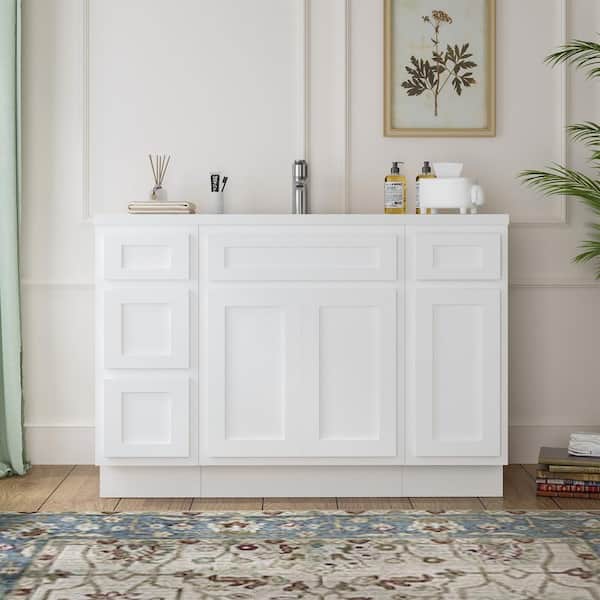 Vanity Art 48 in. W x 21 in. D x 32.5 in. H Bath Vanity Cabinet without Top in White
