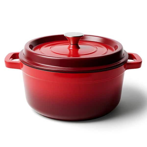 6.5 qt. Round Enameled Cast Iron Dutch Oven Pot with Lid Non Stick Ceramic Oven Safe for Baking Braising Stews