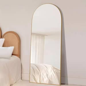 22 in. W x 65.2 in. H Modern Arched Aluminum Frame Gold Standing/Floor Standing Full-length Mirror