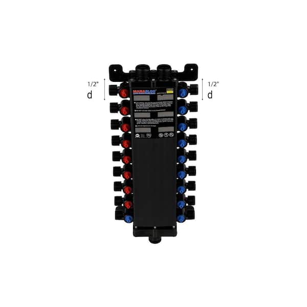 Manabloc 1/2 in. x 18 Port Polysulfone Distribution Manifold (8 Hot/10 Cold)