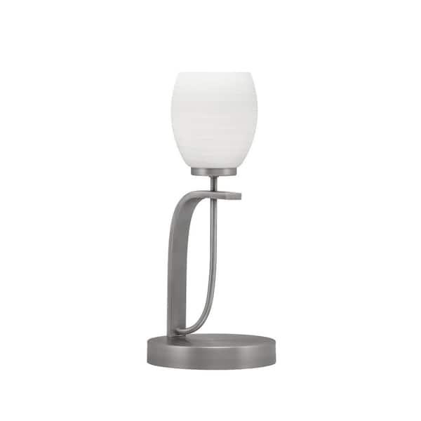 Unbranded Olympia 16.25 in. Graphite Piano Desk Lamp with White Linen Glass Shade