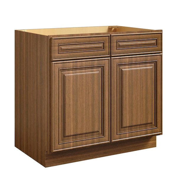 Hausvita 36 in. W. x 24 in. D x 34.5 in. H in Cameo Scotch Plywood Ready to Assemble Sink Base Cabinets with Shelf
