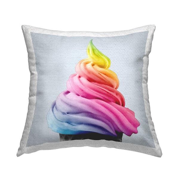 Stupell Industries Rainbow Ice Cream Scoop Multi-Color Square Outdoor Throw Pillow
