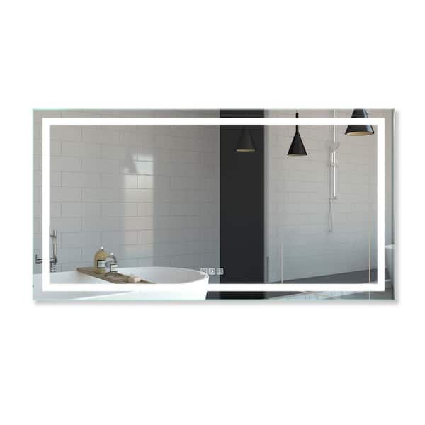 ES-DIY 72 in. W x 36 in. H Rectangular Frameless Anti-Fog Wall Bathroom Vanity Mirror with LED Light