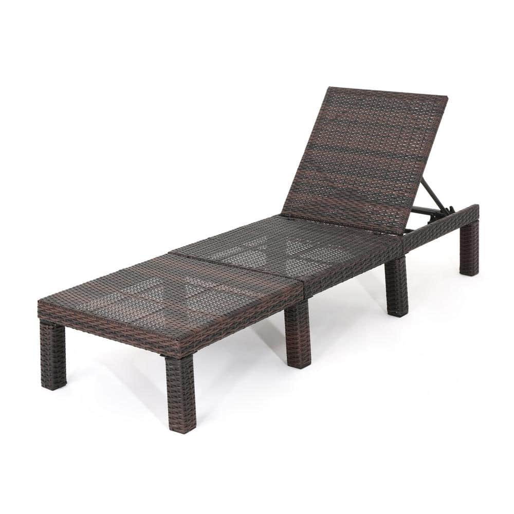 Modern Brown Rattan Wicker Outdoor Chaise Lounge
