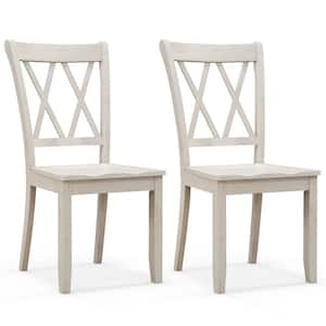 White Wood Ergonomic Chair Set of 2