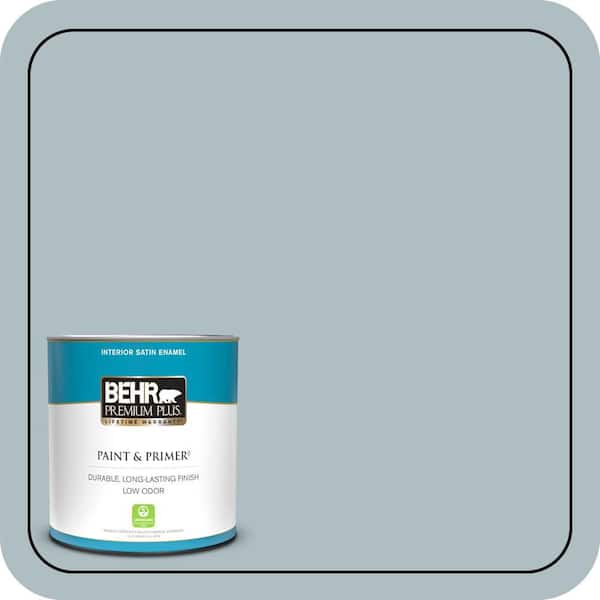 BEHR PREMIUM PLUS 1 qt. #PMD-99 Arctic Ocean Satin Enamel Low Odor Interior Paint & Primer