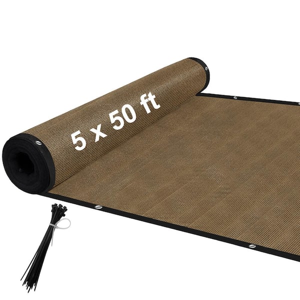 Shatex 5 ft. x 50 ft. Privacy Fence Screen 90% Blockage Shade Temporary Fencing for Wall Gazebo Backyard Brown (2-Pack)