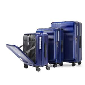 3-Piece Aqua Blue Hard Shell Luggage Set with Front Opening & TSA-approved lock