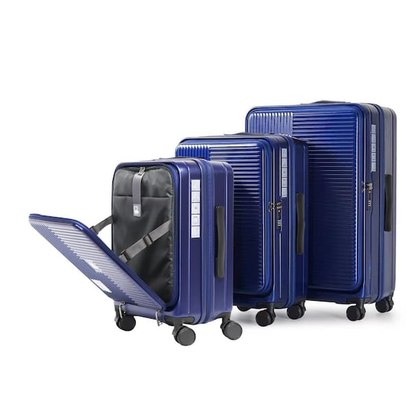 Adrinfly 3-Piece Aqua Blue Hardshell Luggage Set with Front Opening and TSA-Approved lock