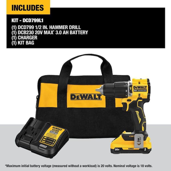 ATOMIC 20V Lithium-Ion Cordless 1/2 in. Compact Hammer Drill and 6.5 in. Circular Saw with 3Ah Battery, Charger and Bag